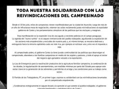 Comunicado de Apoyo a los reclamos de la Coordinadora Intersectorial